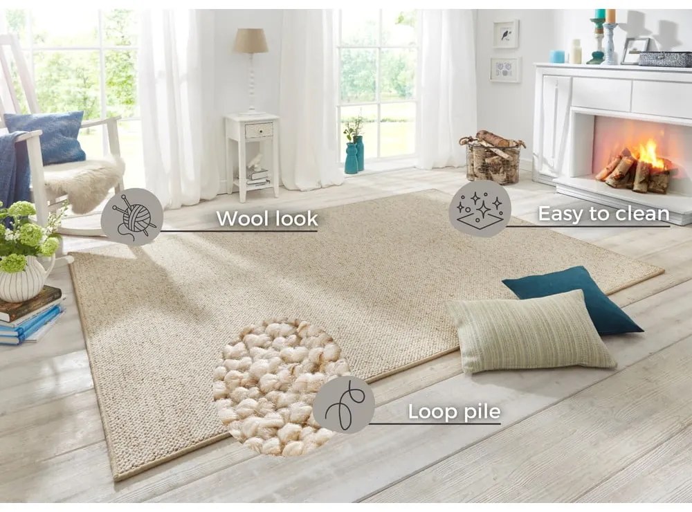 Кремав килим 100x140 cm Wolly – BT Carpet