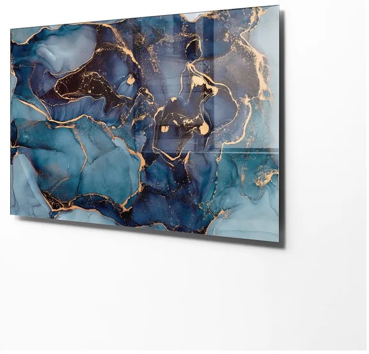 Картина върху стъкло 70x50 cm Dark Marble - Wallity