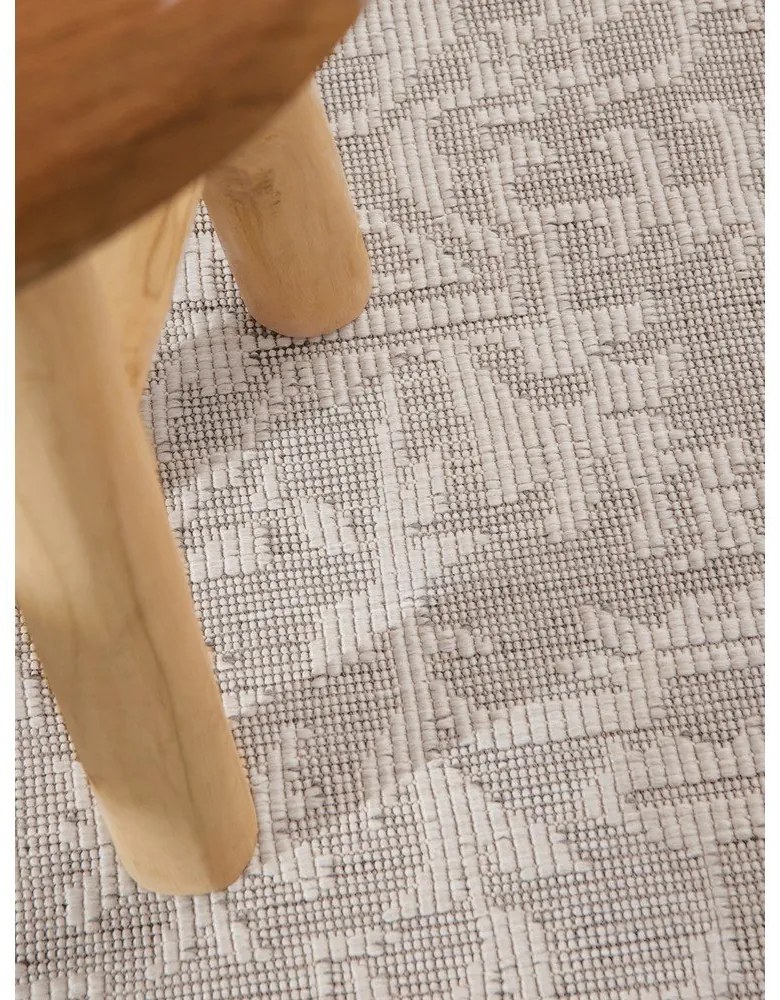 Кръгъл килим за открито и закрито в цвят слонова кост и сиво ø 160 cm Duet Kona – NORTHRUGS