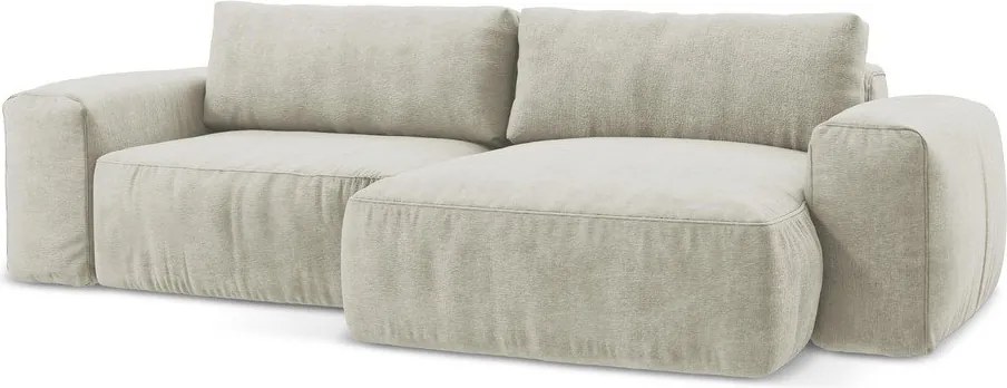 Бежов шенилов сгъваем ъглов диван (десен ъгъл) Kuki – Makamii