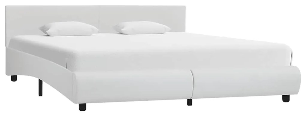 285491 vidaXL Рамка за легло с LED, бяла, изкуствена кожа, 180x200 cм