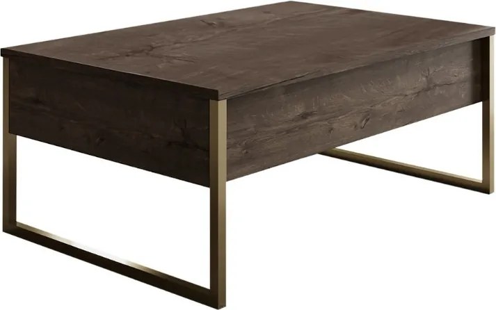 Luxe metal - melamine coffee table in walnut - gold color 90x60x40см.