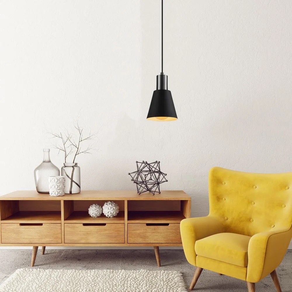 Черно висящо осветително тяло ø 14 cm Kem – Opviq lights