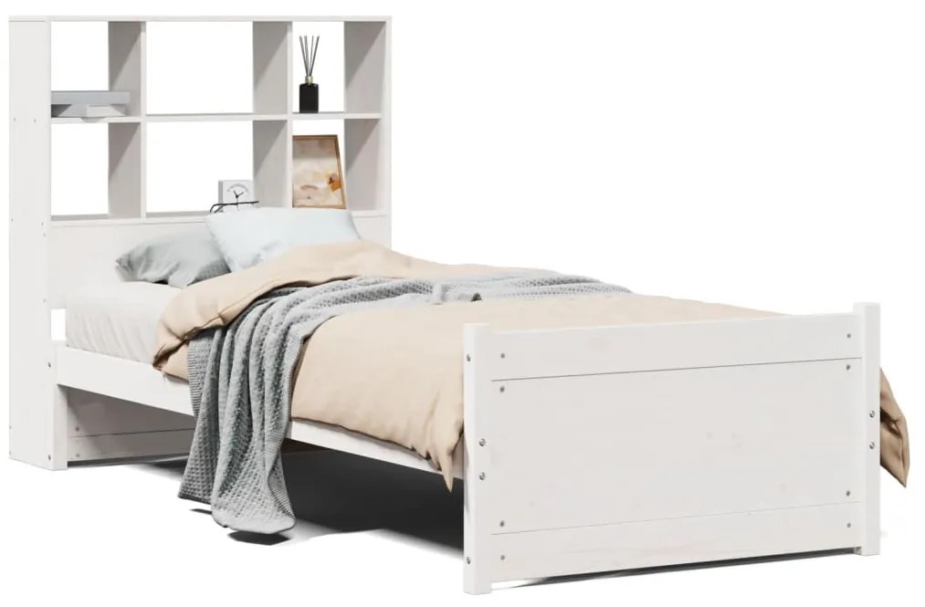 3322466 vidaXL Легло с етажерка за книги, без матрак, 90x200 см, бор масив
