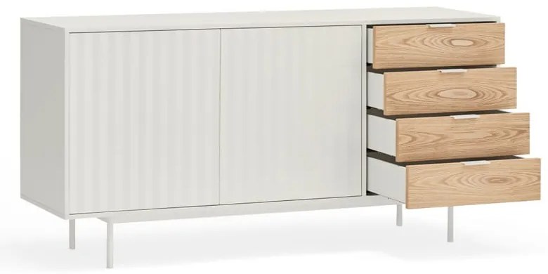 Бял/естествен нисък скрин от декор от дъб 159x80 cm Sierra – Teulat