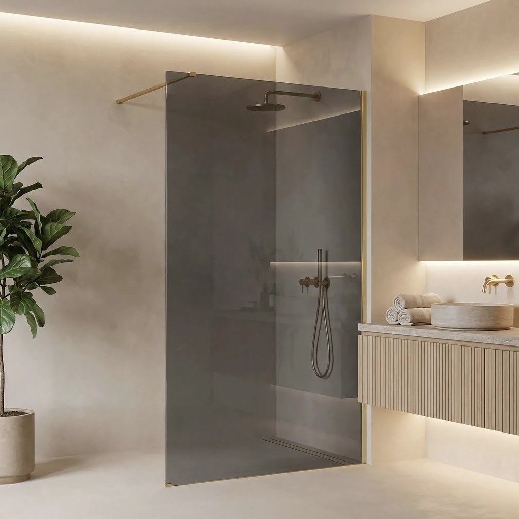 Параван за душ Rea Flexi Grey / Brush Gold 120