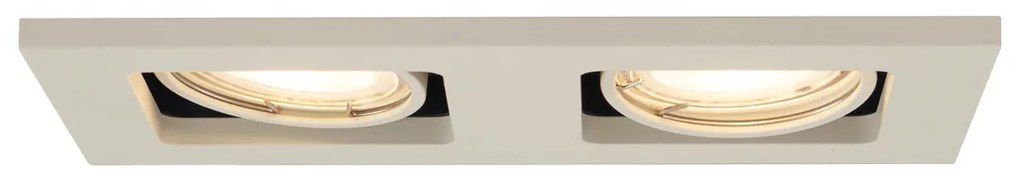 Комплект от 6 модерни вградени спота бежови GU10 50mm регулируеми 2 светлини - Qure