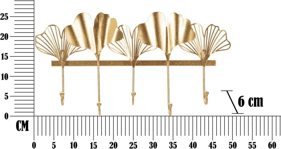 Метална закачалка за стена в златист цвят Leaves - Mauro Ferretti