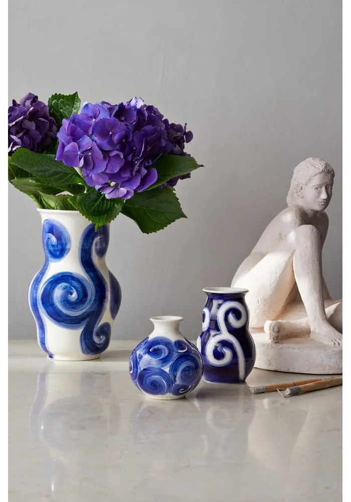 Синя ръчно рисувана каменна ваза Tulle - Kähler Design