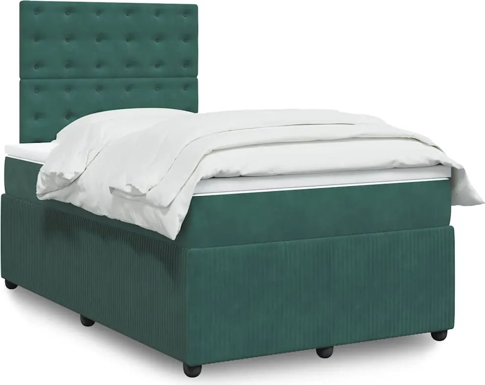 3294625 vidaXL Боксспринг легло с матрак, тъмнозелено, 120x200 см, кадифе