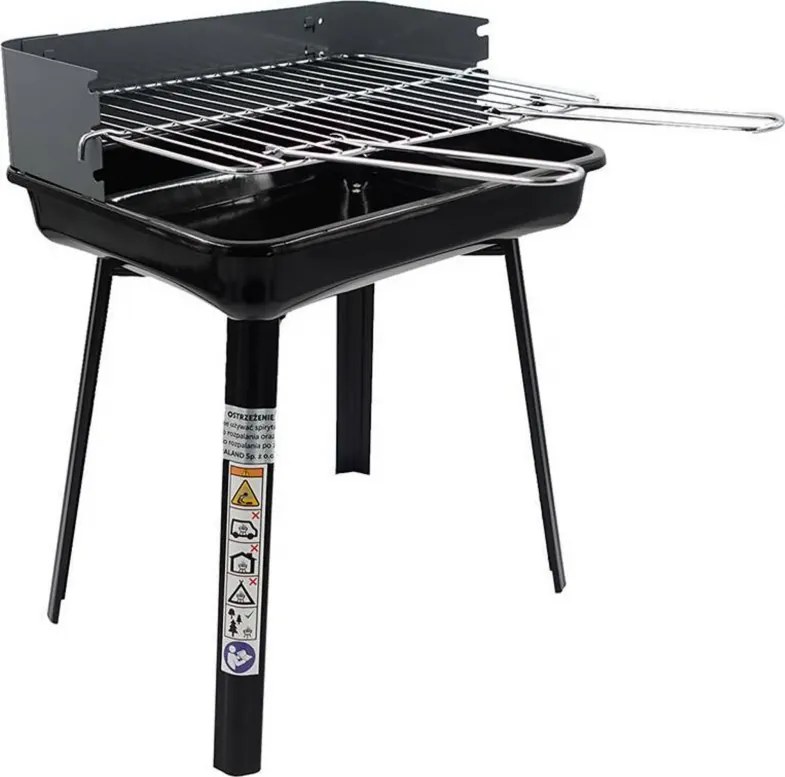Барбекю на дървени въглища Master Grill & Party MG936, Регулируема решетка, Сгъваемо, Черен