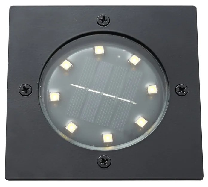 Комплект от 6 черни квадратни наземни прожектора с LED IP65 соларно захранване - Тери