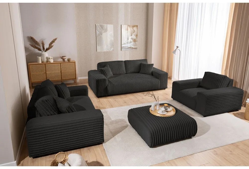 Тъмносива табуретка от рипсено кадифе Justin – Ropez