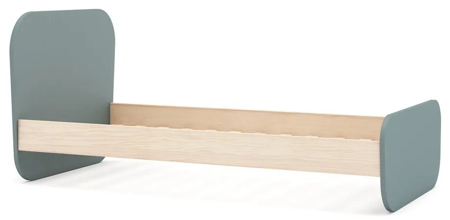 Сиво-зелено детско легло 90x190 cm от декор от бор с включена подматрачна рамка Esteban – Marckeric