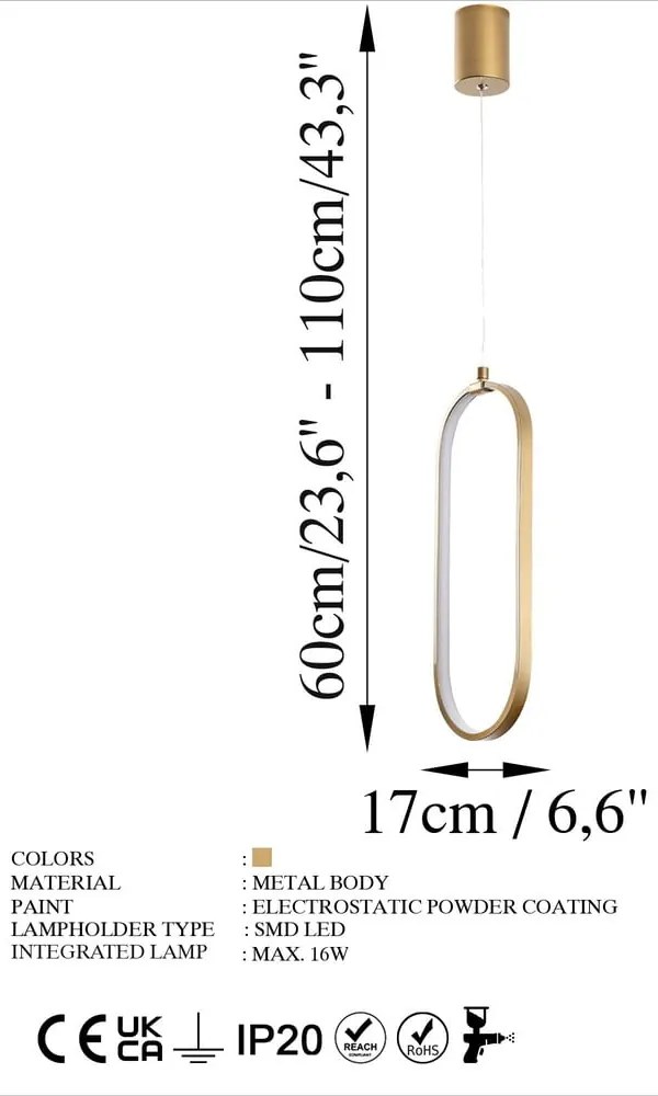 LED висящо осветително тяло в златист цвят Can – Opviq lights