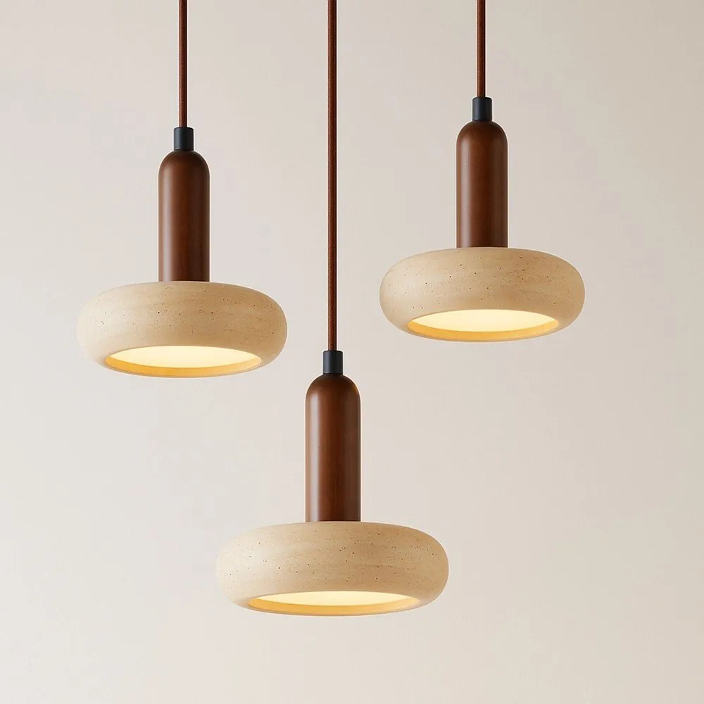 Кафяво/бежово LED висящо осветително тяло с каменен абажур ø 15 cm Karo – Opviq lights