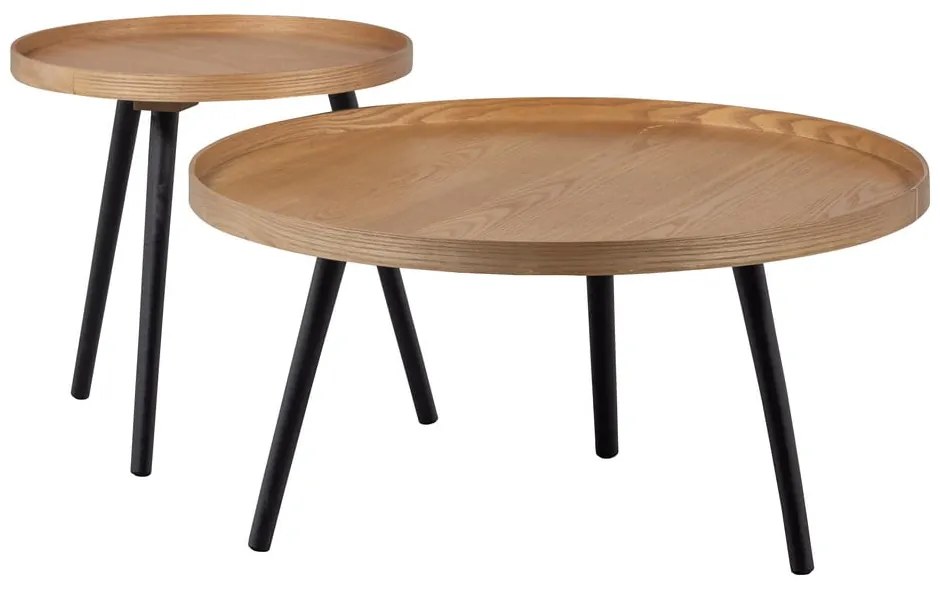 Сгъваема маса с плот с декор от ясен, ø 45 cm Mesa - WOOOD