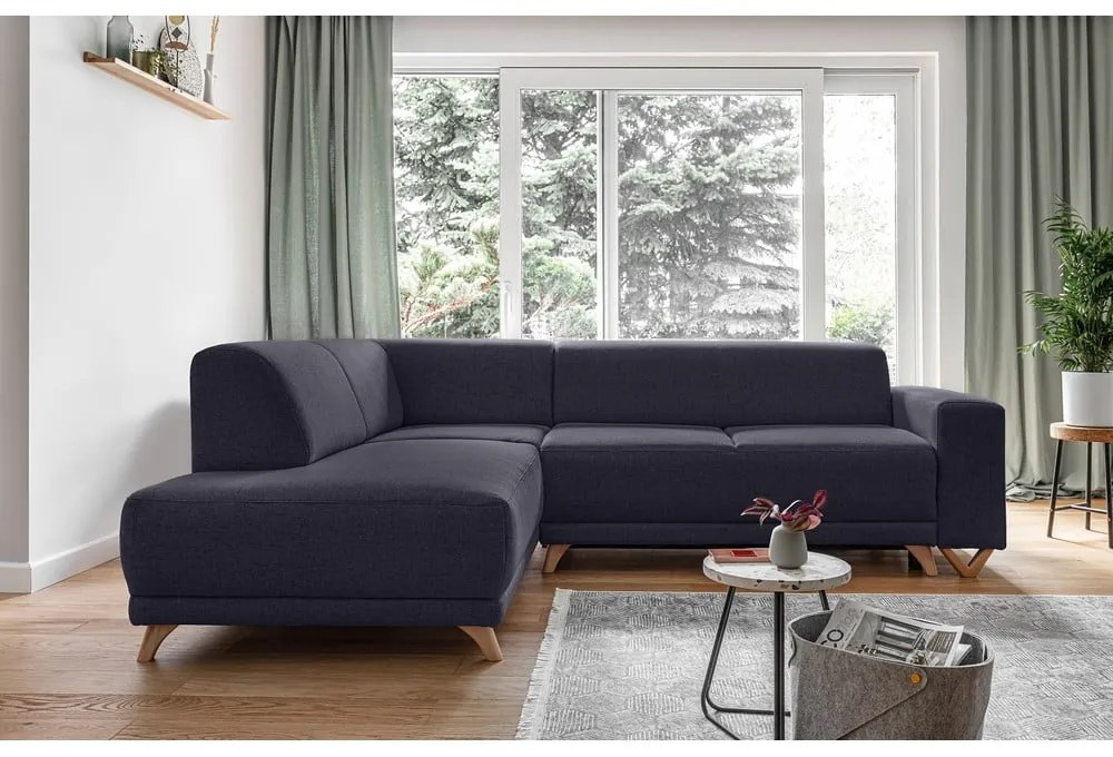 Антрацитен разтегателен/с място за съхранение ъглов диван (ляв ъгъл/L форма) Classy Sophie – Miuform