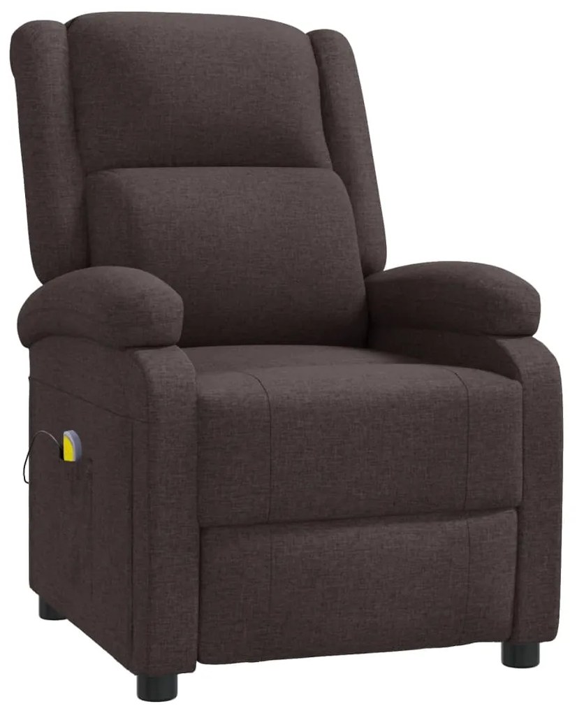 342431 vidaXL Wingback масажен стол, тъмнокафяв, текстил