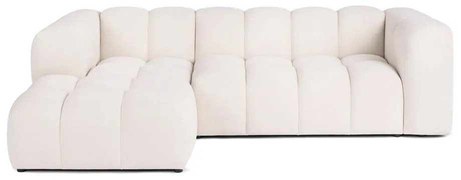 Кремав кадифен ъглов диван (ляв ъгъл) Cube – Bonami Selection