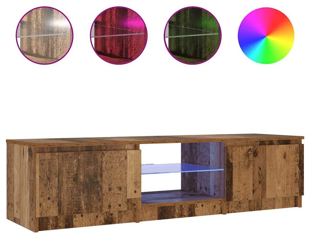856349 vidaXL ТВ шкаф с LED осветление, 140x40x36 см, инженерно дърво