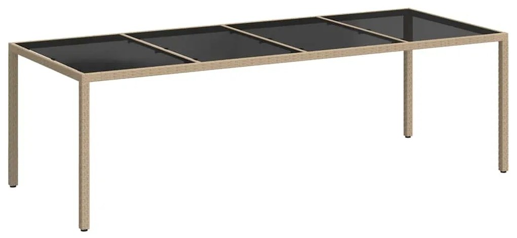 316728 vidaXL Градинска маса бежова 250x100x75 см закалено стъкло и полиратан