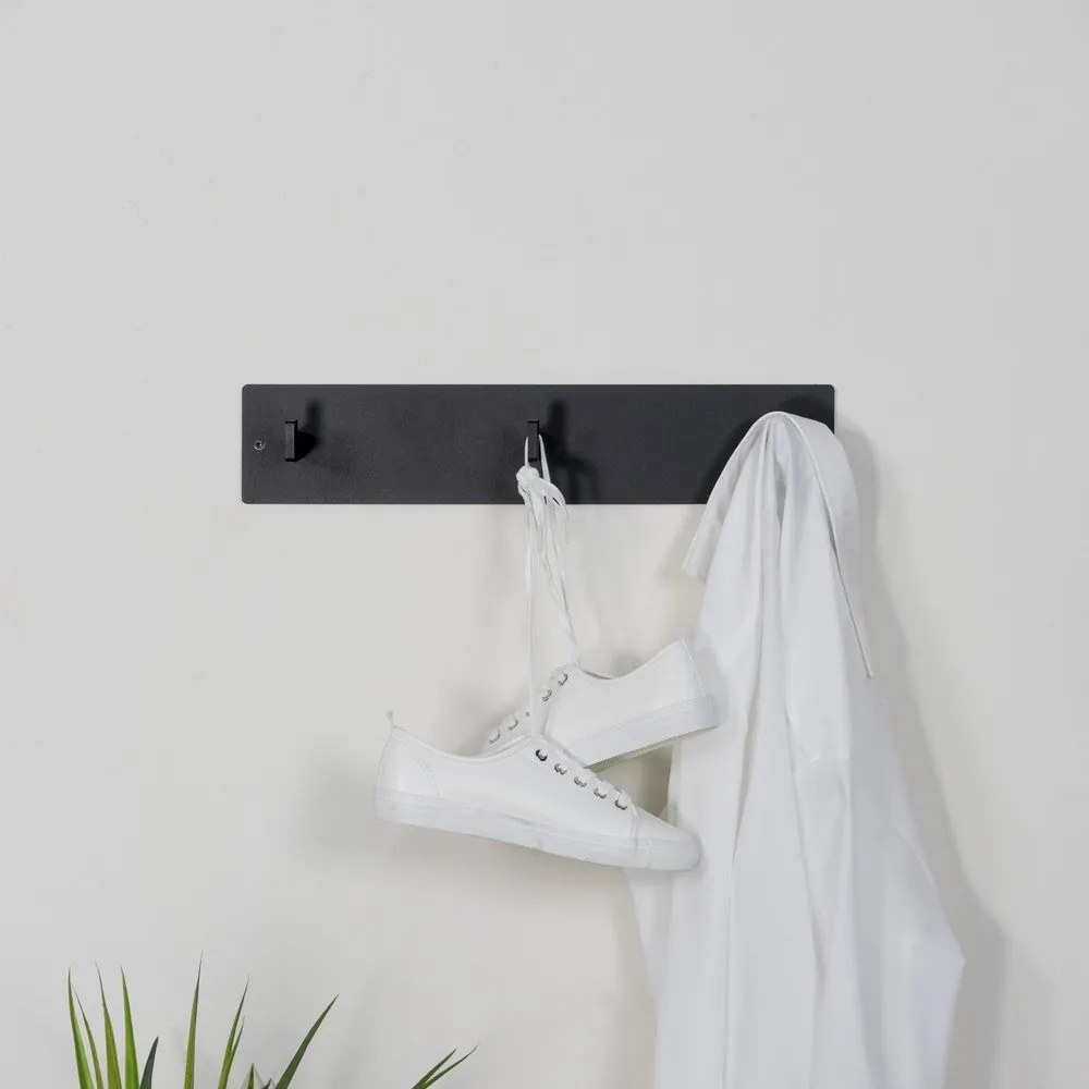 Черна метална стенна закачалка 50 cm Leatherman – Spinder Design