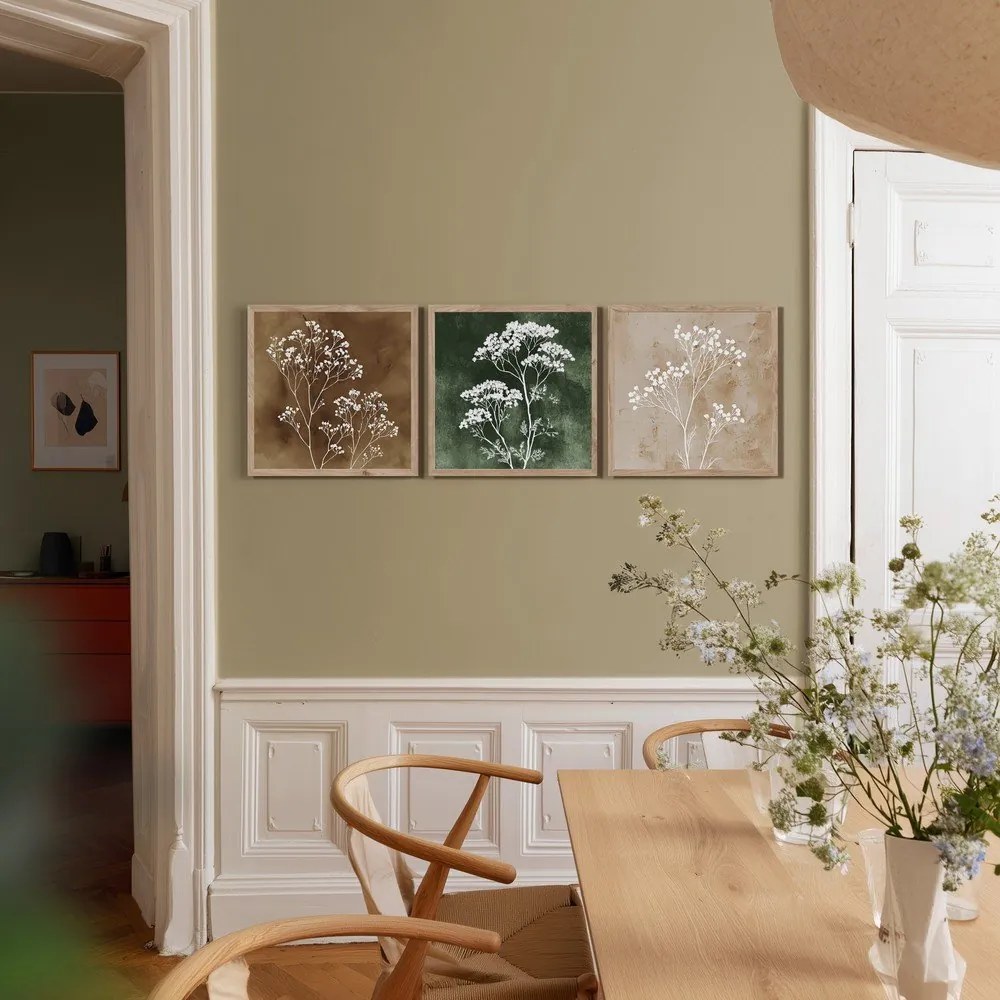 Картини в комплект 3 бр. 30x30 cm Floral Imprint – Styler