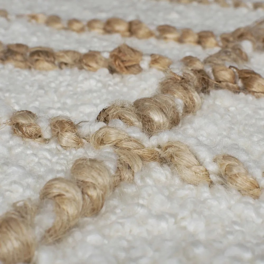 Кремав ръчно изработен килим със смес от вълна 120x170 cm Astera Linear – Flair Rugs