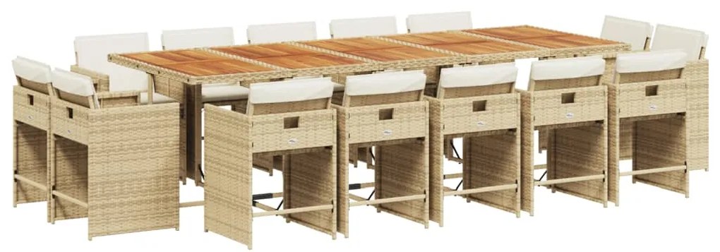 3211240 vidaXL Градински комплект с възглавници 15 части бежов полиратан