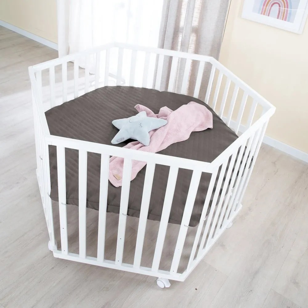 Бяла кошара за игра с регулируема височина/на колелца – Roba