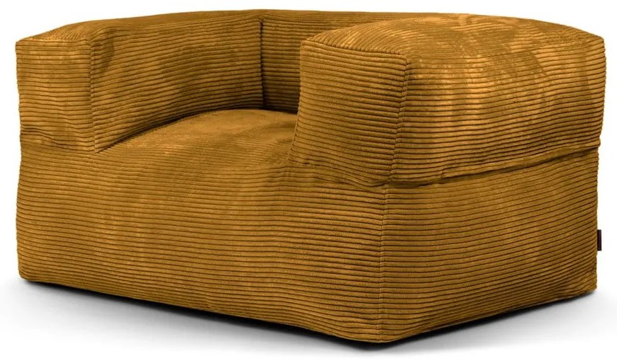 Пуф от рипсено кадифе в цвят горчица MooG – SLOWDOWN