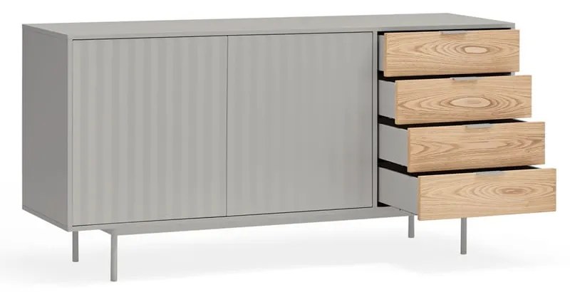 Сив/естествен нисък скрин от декор от дъб 159x80 cm Sierra – Teulat