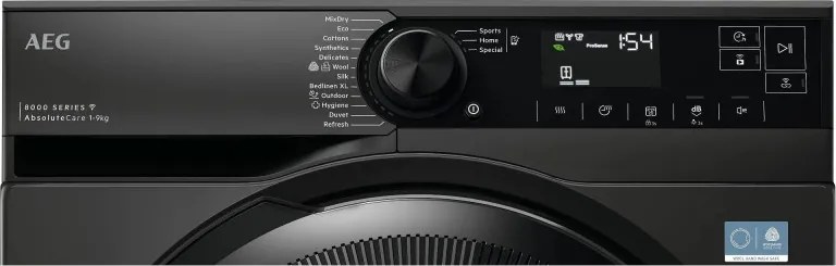 Сушилня AEG TR8394CDE, Клас C, 118 л, 9 кг, LED дисплей, AbsoluteCare, MixDry, WiFi, Черен