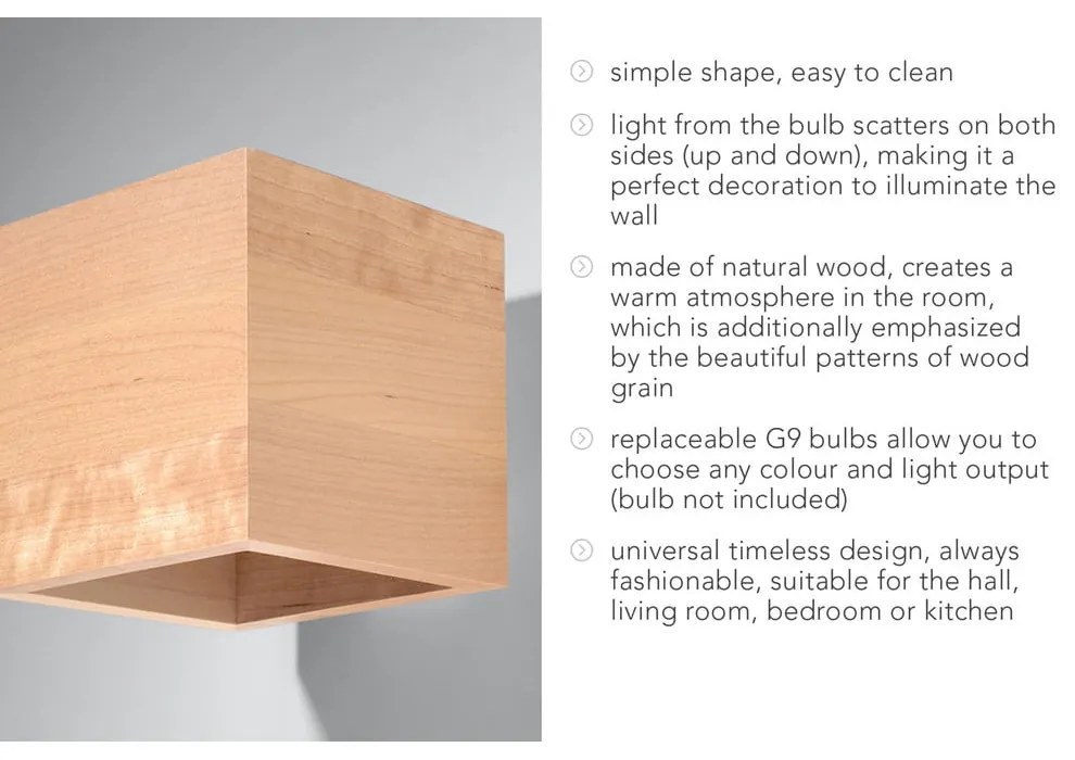 Дървена стенна лампа Geo - Sollux
