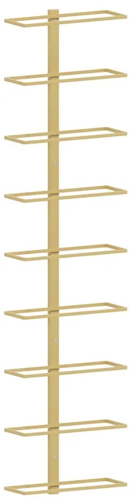 340901 vidaXL Стойка за вино за 9 бутилки, стенен монтаж, златиста, желязо