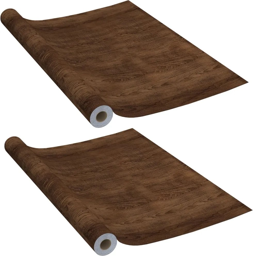 Самозалепващо фолио за врати, 2 бр, тъмен дъб, 210x90 см, PVC