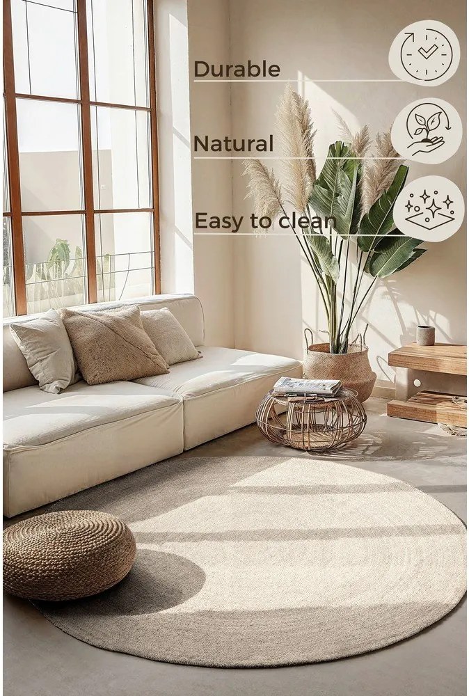 Кремав двустранен/ръчно изработен ютен кръгъл килим ø 200 cm Braided – Hanse Home