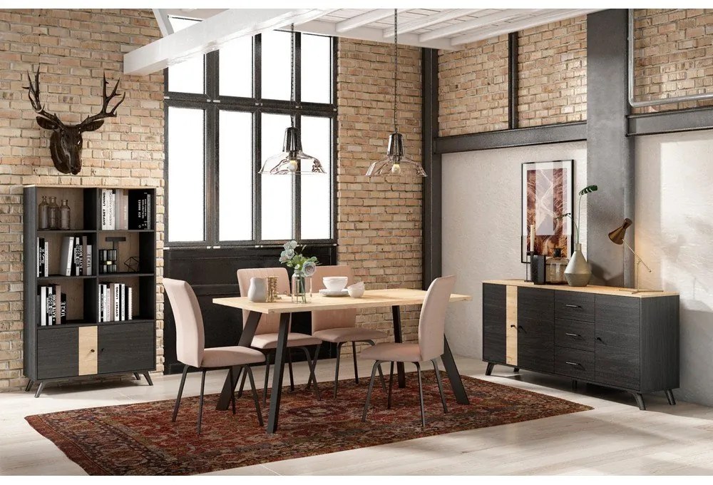 Маса за хранене с дъбов плот 90x160 cm Texas - Marckeric