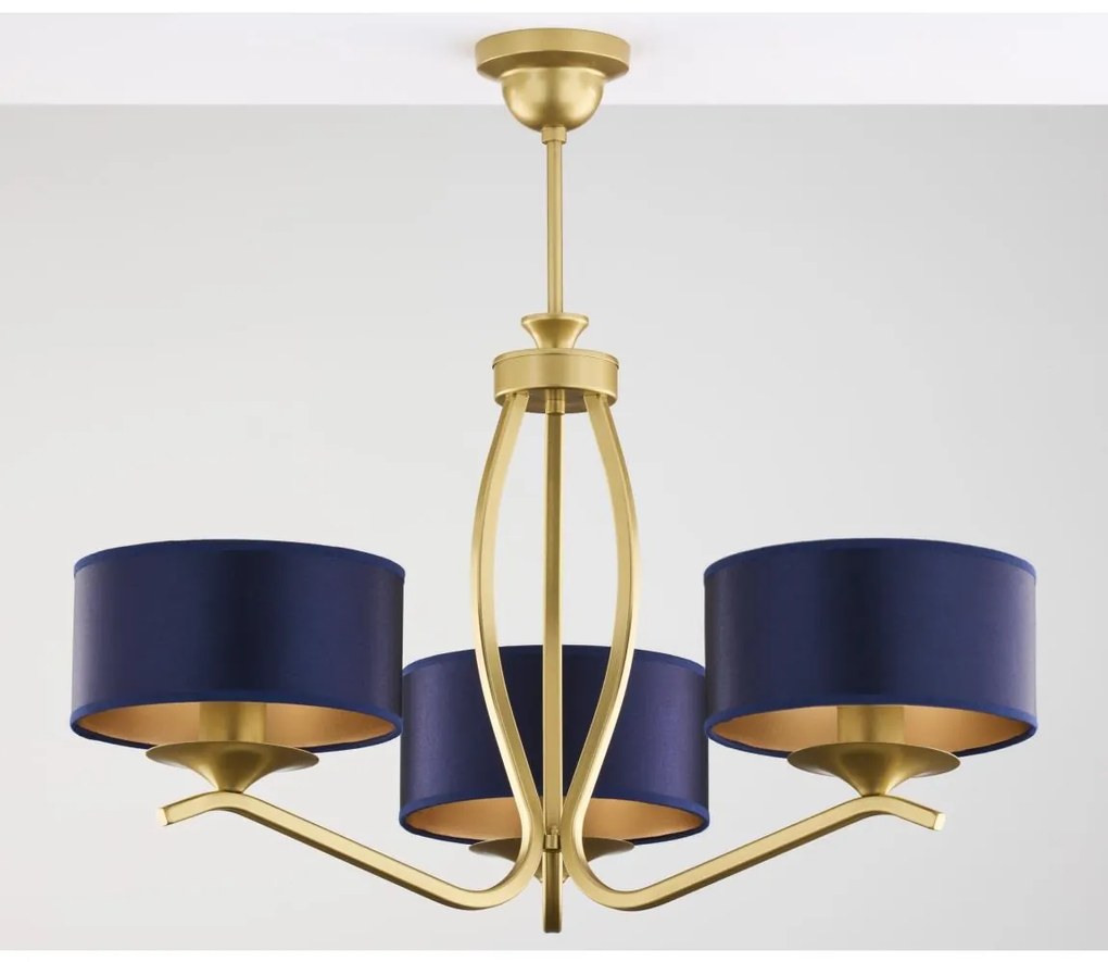 Jupiter 2113 - Полилей с прът KASZMIR 3xE27/15W/230V син/златист