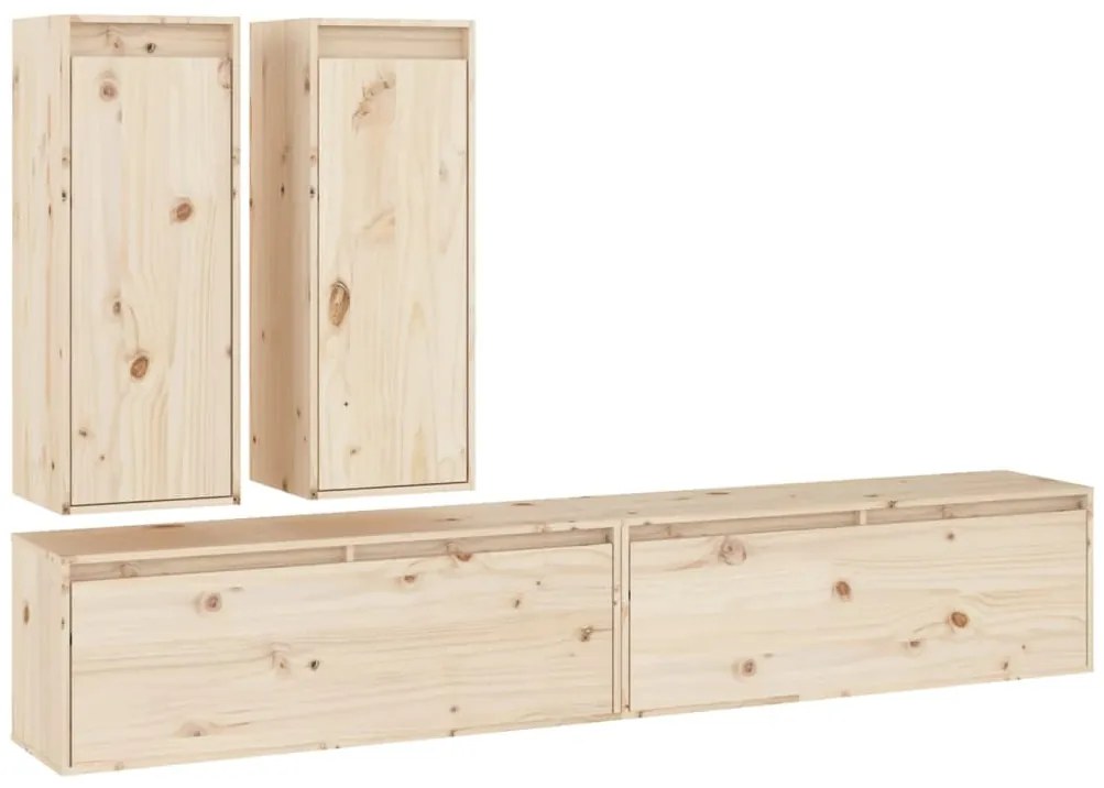 3100179 vidaXL ТВ шкафове, 4 бр, бор масив