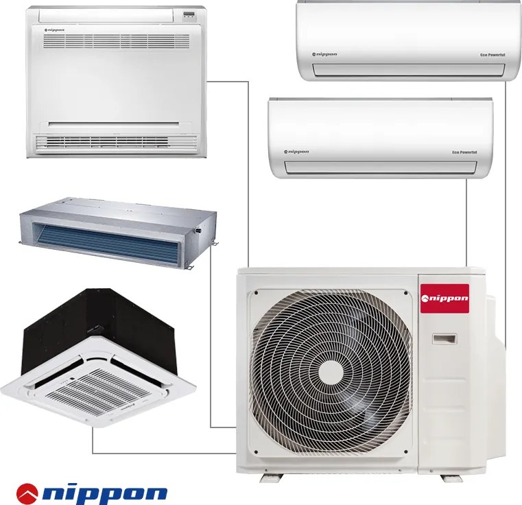 Външно тяло на мултисплит система Nippon N50D-42HFN8-Q, 42000 BTU, 80 м2, А++/А, R-32, Бял