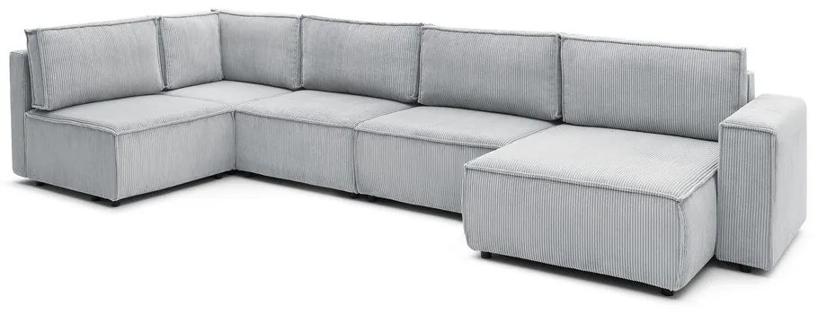 Светлосив велурен U-образен ъглов диван, ляв ъгъл Nihad modular - Bobochic Paris