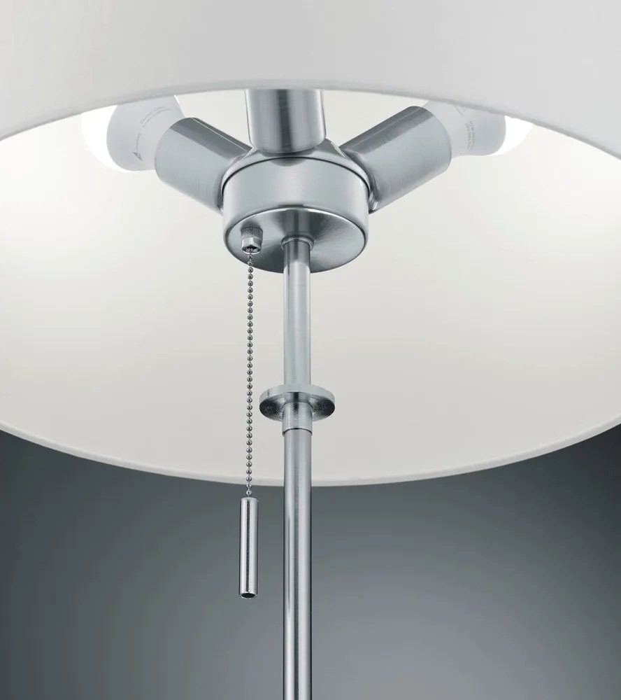 Подова лампа в сребрист цвят с текстилен абажур (височина 180 cm) Lyon – Trio