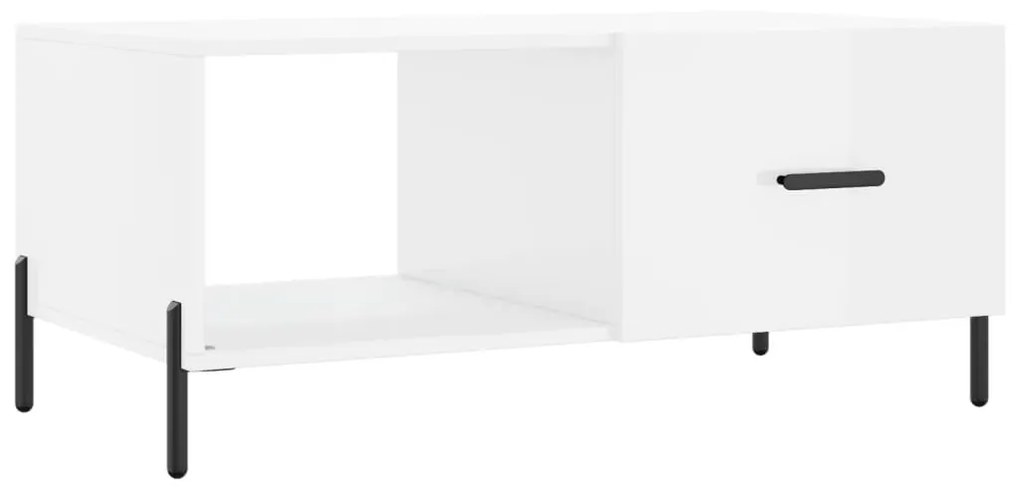 829222 vidaXL Кафе маса, бял гланц, 90x50x40 см, инженерно дърво