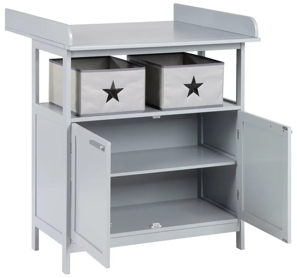 Сив детски скрин с маса за преповиване 87x100x75 cm Hamburg – Roba