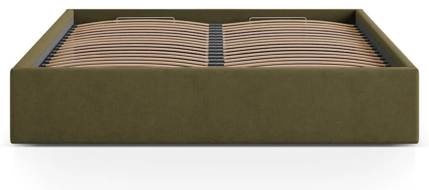 Зелено двойно легло 180x200 cm тапицирано с място за съхранение/без табла с включена подматрачна рамка Susan – Micadoni