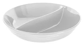 Alkan - Меламинова купа с две отделения кръгла бяла 33.5xh9см (K-993B)AN