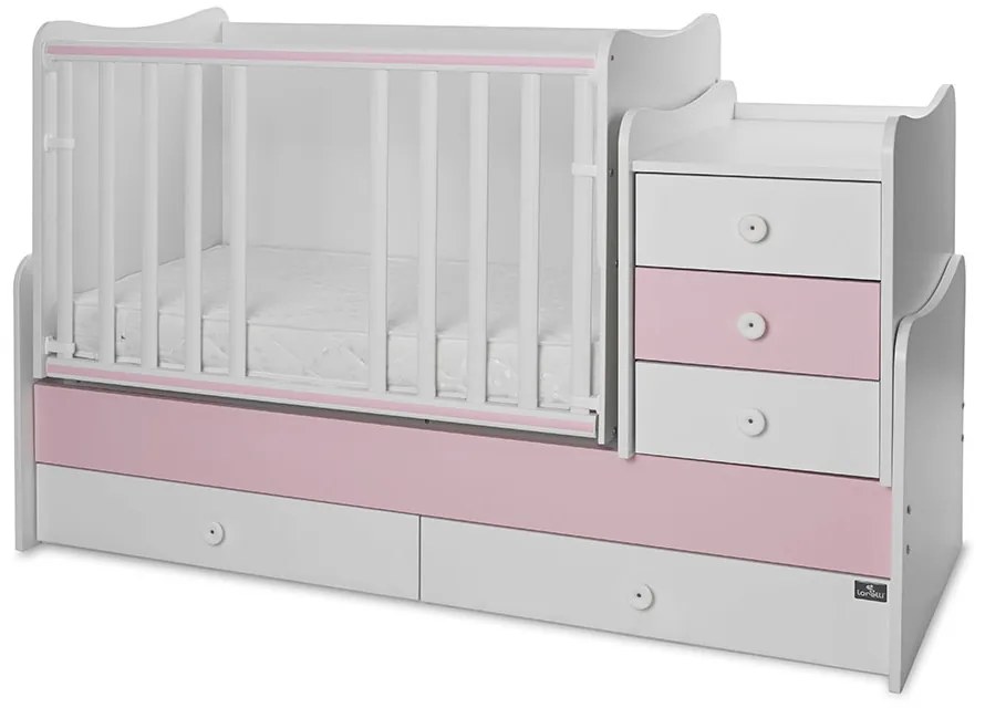 LORELLI Classic Трансформиращо се легло-люлка 70/160 см. MAXI PLUS БЯЛО/ORCHID PINK