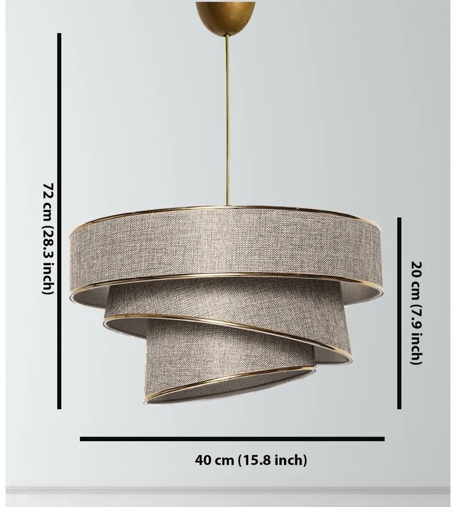 Бежово и златисто висящо осветително тяло с текстилен абажур ø 40 cm Couper – Opviq lights